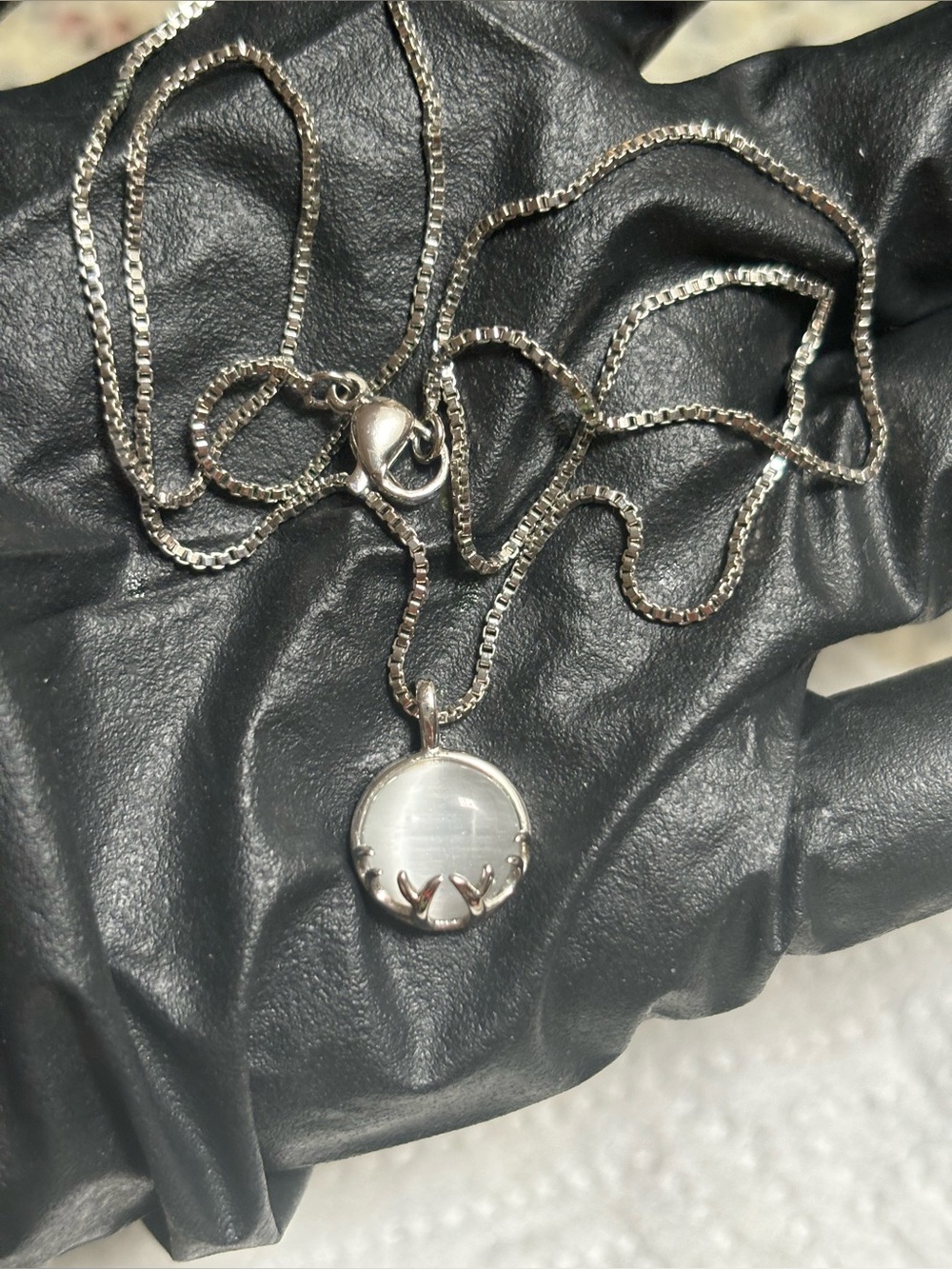 Silver White Stone Pendant Necklace - Fashion Jewelry